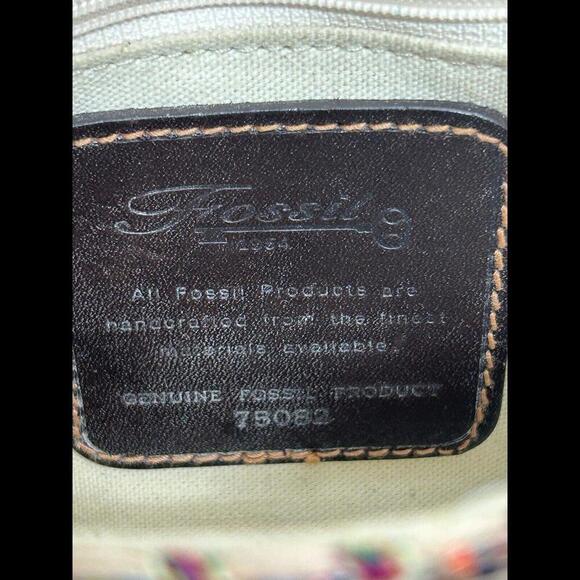 Fossil Woven And Leather Crossbody 75082 With Leather Key - Picture 8 of 8